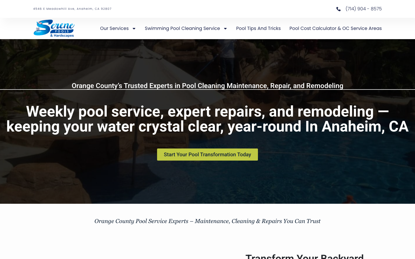 Homepage on desktop